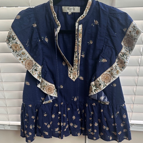 Sea Tops - Sea Navy Floral blouse from Tuckernuck.